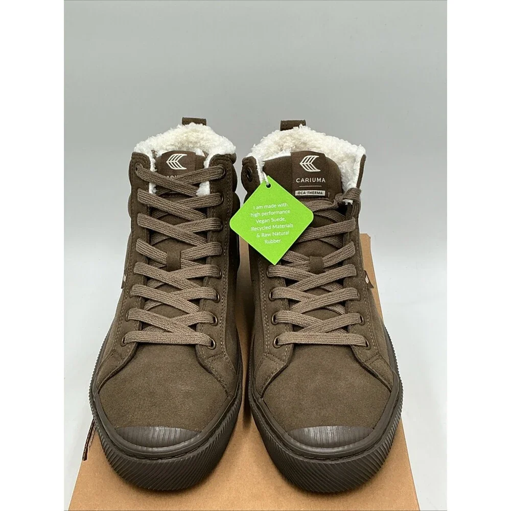 Cariuma OCA Therma High Sneakers Men's 9 All Teak Shearling Lined Boots Eby4486